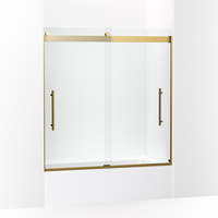  Levity Plus Shower Door - Sliding Shower Door - Vibrant Brushed Moderne Brass
