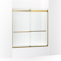  Levity Plus Shower Door - Sliding Shower Door - Vibrant Brushed Moderne Brass