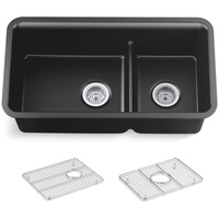  Cairn White/Color Undermount - Double Bowl Kitchen Sink - Matte Graphite