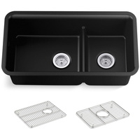  Cairn White/Color Undermount - Double Bowl Kitchen Sink - Matte Black