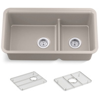  Cairn White/Color Undermount - Double Bowl Kitchen Sink - Matte Taupe