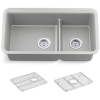  Cairn White/Color Undermount - Double Bowl Kitchen Sink - Matte Grey
