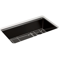  Riverby White/Color Single Bowl - Cast Iron Kitchen Sink - Black Black