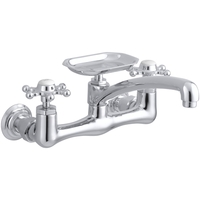  Antique Wall Mount Kitchen Faucet - Polished Chrome