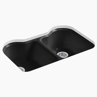  Hartland White/Color Undermount - Double Bowl Kitchen Sink - Black
