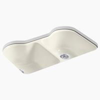  Hartland White/Color Undermount - Double Bowl Kitchen Sink - Biscuit