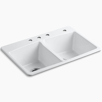  Brookfield White/Color Double Bowl Kitchen Sink - White