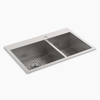  Vault Stainless Steel Dual Mount Double Bowl Kitchen Sink - Stainless Steel