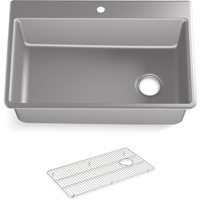  Kennon White/Color Dual Mount Single Bowl Kitchen Sink - Matte Grey