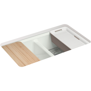 K8679-5UPC-FF Riverby White/Color Undermount - Double Bowl Kitchen Sink - Sea Salt