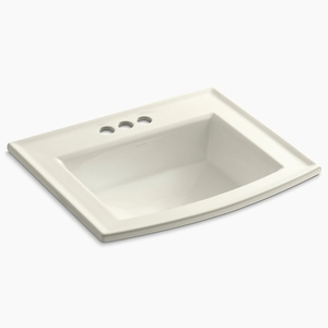 K2356-4-96 Archer Self Rimming Bathroom Sink - Biscuit