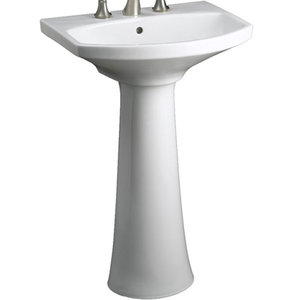 K2362-8-0 Cimarron Pedestal Bathroom Sink - White