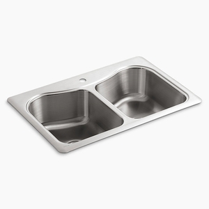 K3369-1-NA Staccato Stainless Steel Double Bowl Kitchen Sink - Stainless Steel