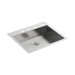 K3894-4-NA Vault Stainless Steel Dual Mount Single Bowl Kitchen Sink - Stainless Steel