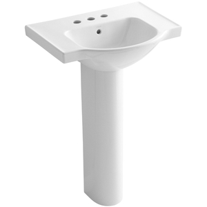 K5266-4-0 Veer Pedestal Bathroom Sink - White