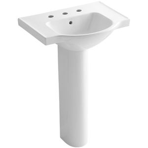 K5266-8-0 Veer Pedestal Bathroom Sink - White