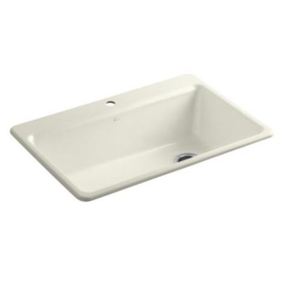 K5871-1A2-96 Riverby White/Color Single Bowl Kitchen Sink - Biscuit