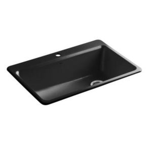 K5871-1A2-7 Riverby White/Color Single Bowl Kitchen Sink - Black