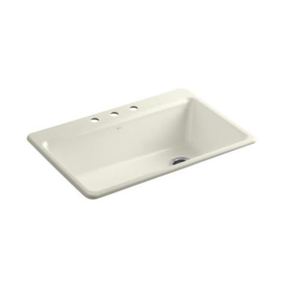 K5871-3A2-96 Riverby White/Color Single Bowl Kitchen Sink - Biscuit