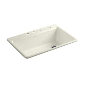 K5871-4A2-96 Riverby White/Color Single Bowl Kitchen Sink - Biscuit