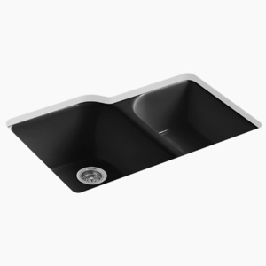 K5931-4U-7 Executive Chef White/Color Undermount - Double Bowl Kitchen Sink - Black