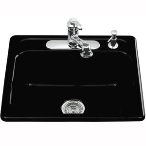 K5964-4-7 Mayfield White/Color Single Bowl Kitchen Sink - Black