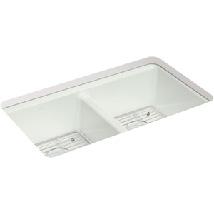 K8679-5UA1-FF Riverby White/Color Undermount - Double Bowl Kitchen Sink - Sea Salt