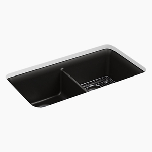 K8199-CM1 Cairn White/Color Undermount - Double Bowl Kitchen Sink - Matte Black