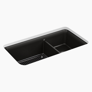 K8204-CM1 Cairn White/Color Undermount - Double Bowl Kitchen Sink - Matte Black