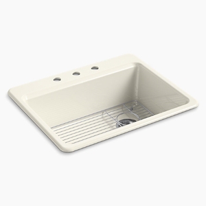 K8668-3A1-96 Riverby White/Color Single Bowl Kitchen Sink - Biscuit