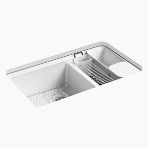 K8669-5UA3-0 Riverby White/Color Undermount - Double Bowl Kitchen Sink - White