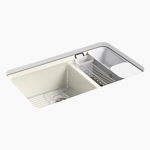 K8669-5UA3-96 Riverby White/Color Undermount - Double Bowl Kitchen Sink - Biscuit