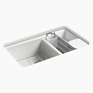 K8669-5UA3-FF Riverby White/Color Undermount - Double Bowl Kitchen Sink - Sea Salt K8669-5UA3-FF Riverby White/Color Undermount - Double Bowl Kitchen Sink - Sea Salt