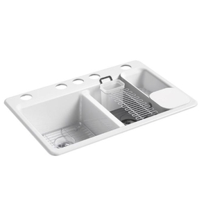 K8679-5UA3-0 Riverby White/Color Undermount - Double Bowl Kitchen Sink - White