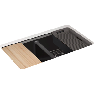 K8679-5UPC-7 Riverby White/Color Undermount - Double Bowl Kitchen Sink - Black Black