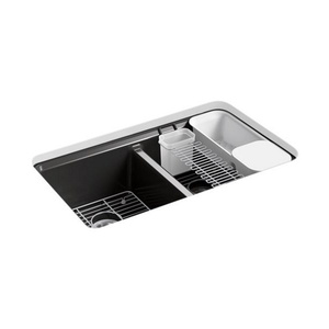 K8679-5UA3-7 Riverby White/Color Undermount - Double Bowl Kitchen Sink - Black