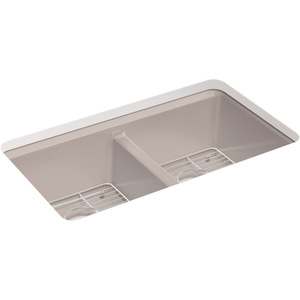 K8679-5UA1-TRF Riverby White/Color Undermount - Double Bowl Kitchen Sink - Truffle
