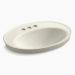 K2075-4-96 Serif Self Rimming Bathroom Sink - Biscuit