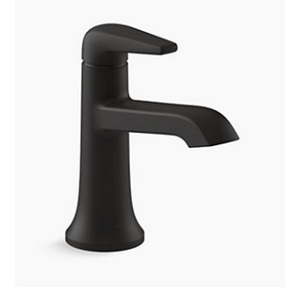 K22022-4-BL Tempered Single Hole Bathroom Faucet - Matte Black