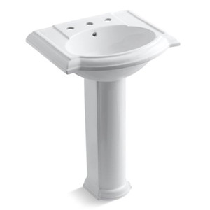 K2286-8-0 Devonshire Pedestal Bathroom Sink - White