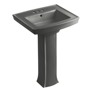 K2359-4-58 Archer Pedestal Bathroom Sink - Thunder Grey