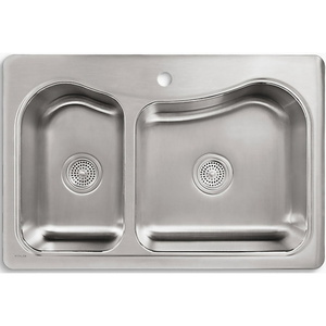 K3361-1-NA Staccato Stainless Steel Double Bowl Kitchen Sink - Stainless Steel