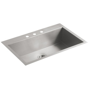 K3821-3-NA Vault Stainless Steel Dual Mount Single Bowl Kitchen Sink - Stainless Steel