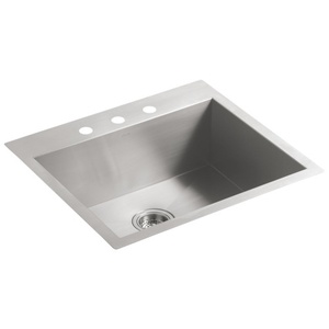 K3822-3-NA Vault Stainless Steel Dual Mount Single Bowl Kitchen Sink - Stainless Steel