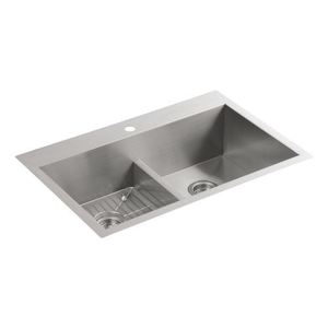K3838-1-NA Vault Stainless Steel Dual Mount Double Bowl Kitchen Sink - Stainless Steel