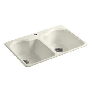K5818-1-96 Hartland White/Color Double Bowl Kitchen Sink - Biscuit K5818-1-96 Hartland White/Color Double Bowl Kitchen Sink - Biscuit