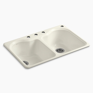 K5818-4-96 Hartland White/Color Double Bowl Kitchen Sink - Biscuit K5818-4-96 Hartland White/Color Double Bowl Kitchen Sink - Biscuit