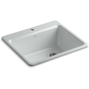 K5872-1A1-95 Riverby White/Color Single Bowl Kitchen Sink - Ice Grey