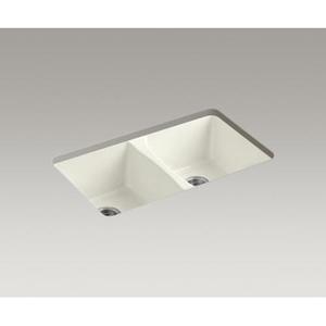 K5873-5U-96 Deerfield White/Color Undermount - Double Bowl Kitchen Sink - Biscuit