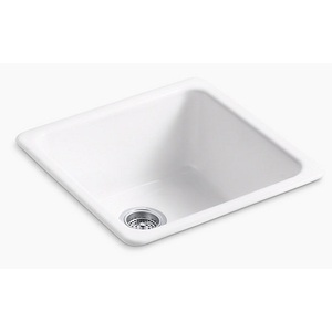 K6587-0 Iron/Tones White/Color Dual Mount Single Bowl Kitchen Sink - White